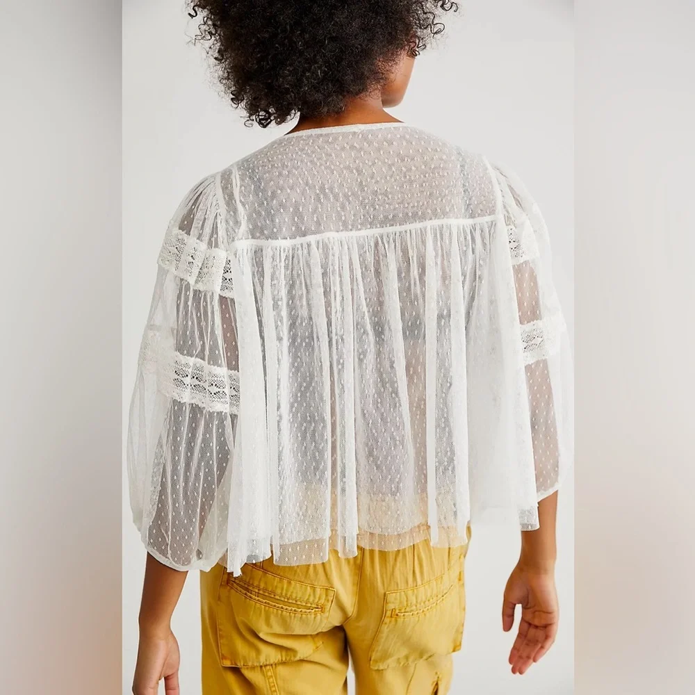 FREE PEOPLE True Candy Tunic Tulle‎ Lace Top size S